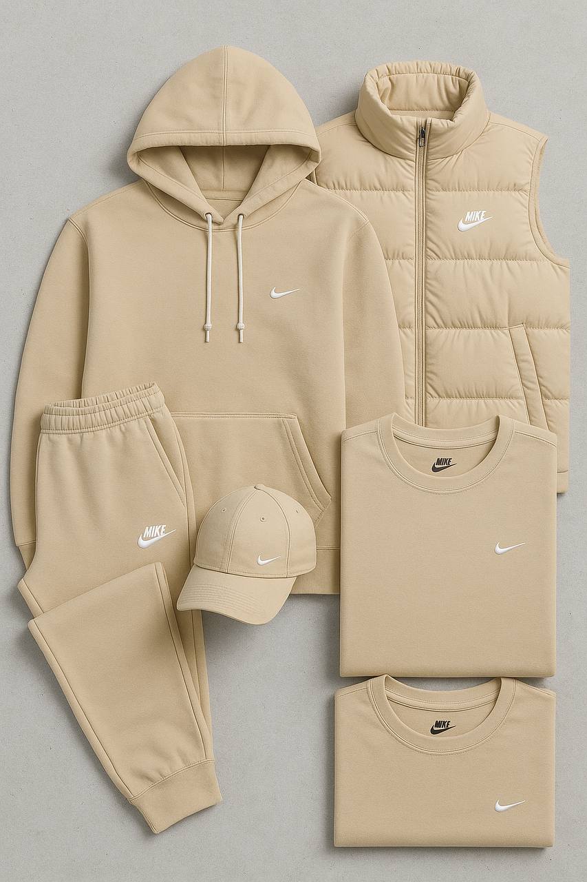 Nk Complete Set – Sweatshirt, Pants, Puffer Jacket & T-shirt